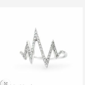 EF Collection White Gold Diamond Zigzag Ring sz 8